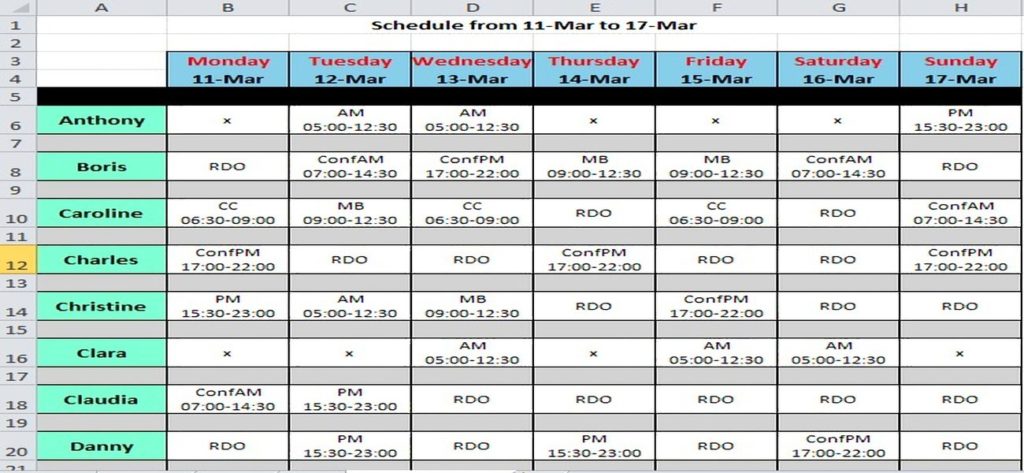 Hospital Duty Roster